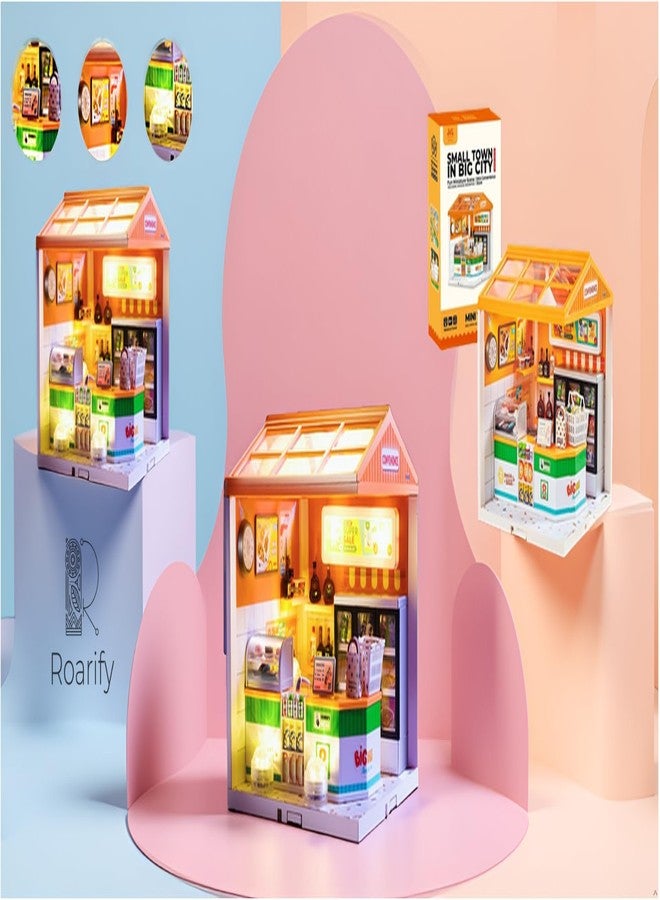 ROARIFY Miniature Convenience Store Playset for Kids - DIY Mini Scene Building Kit with Furniture, Food Models & Accessories - Small Town in Big City - Pretend Toy Café for Boys & Girls (Ages 8+) - Image 5